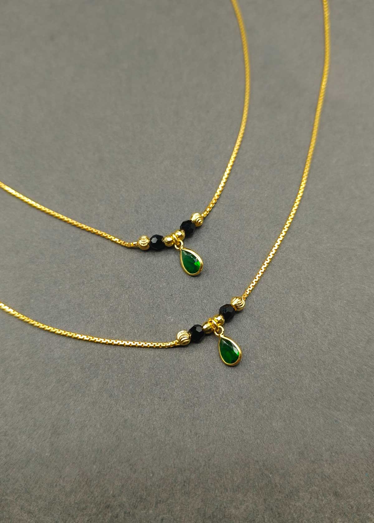 92.5 Sterling Silver Gold Plated Teardrop Adjustable Payal / Anklet For Women