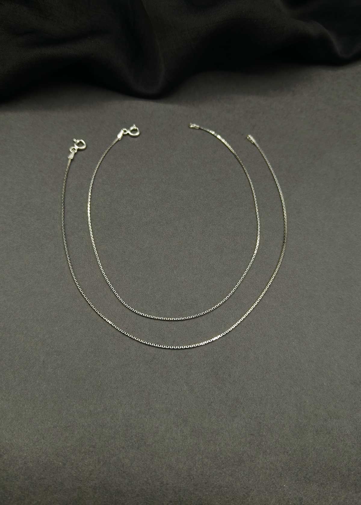 92.5 Sterling Silver Sleek Box Chain Adjustable Payal / Anklet For Women