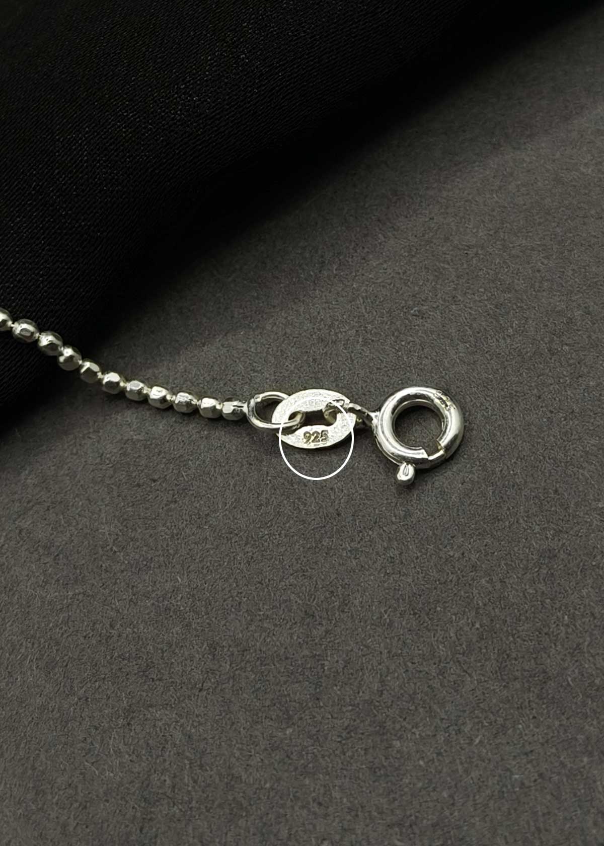 92.5 Sterling Silver Bead Link Chain Adjustable Payal / Anklet With Triple Bead Focal Point