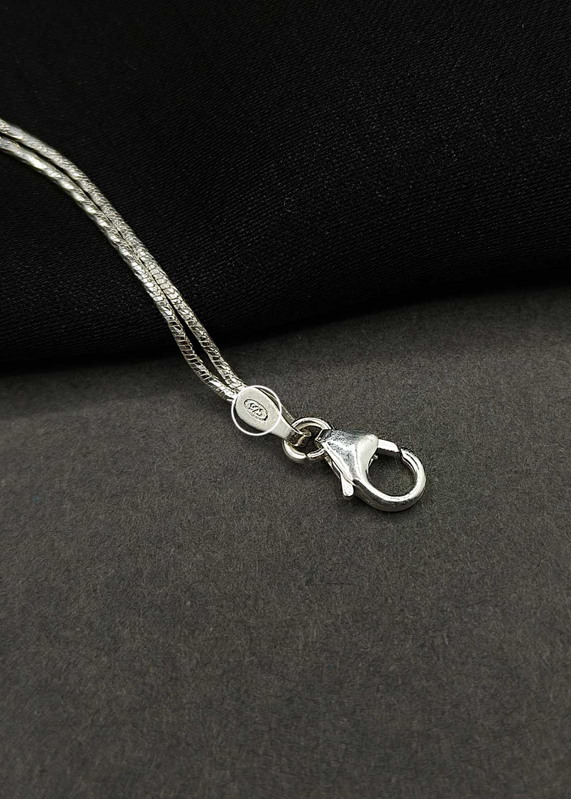 92.5 Sterling Silver Double Layer Payal / Anklet With Black & Silver Beads