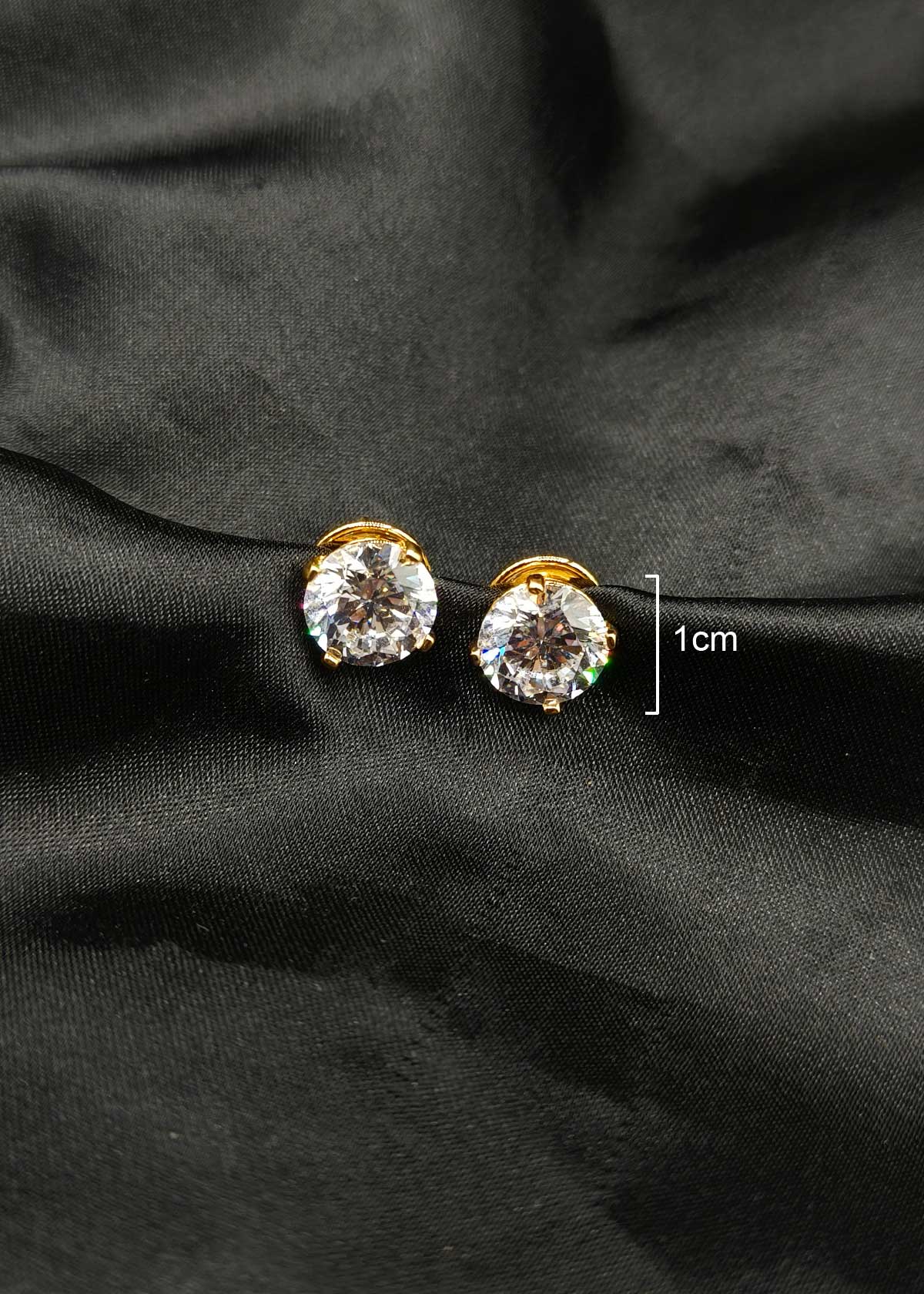 Classic Large Solitaire Gold Plated Stud Earrings