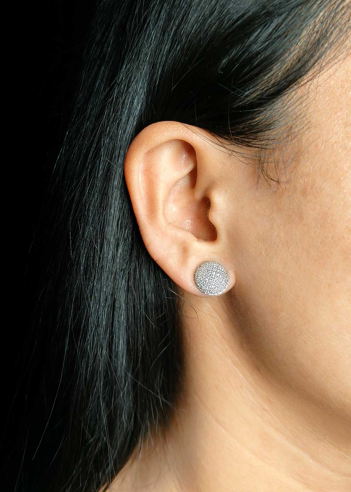 Shimmering Micro Pavé Silver Plated Dome Cubic Zircon Stud Earrings