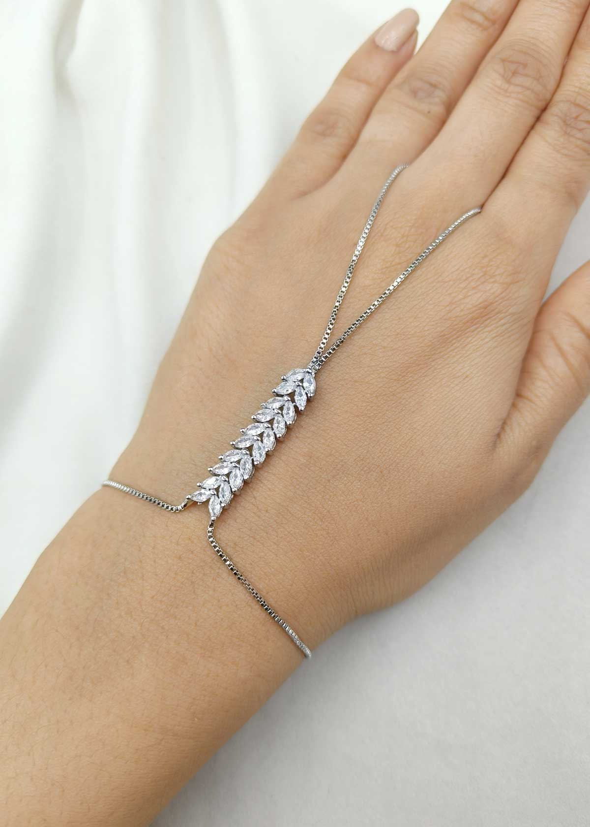 Delicate Marquise Diamond Dual Plated Floral Vine Hathpan (Single)