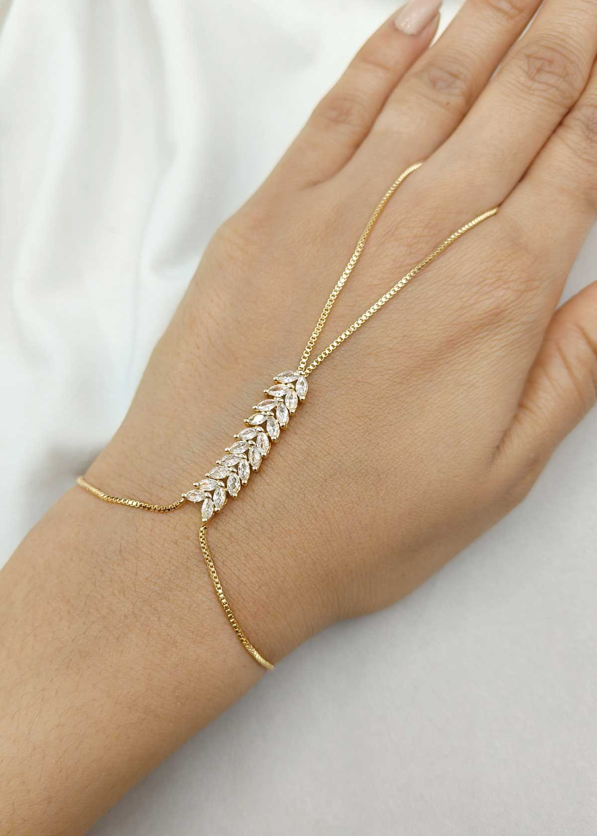 Delicate Marquise Diamond Dual Plated Floral Vine Hathpan (Single)