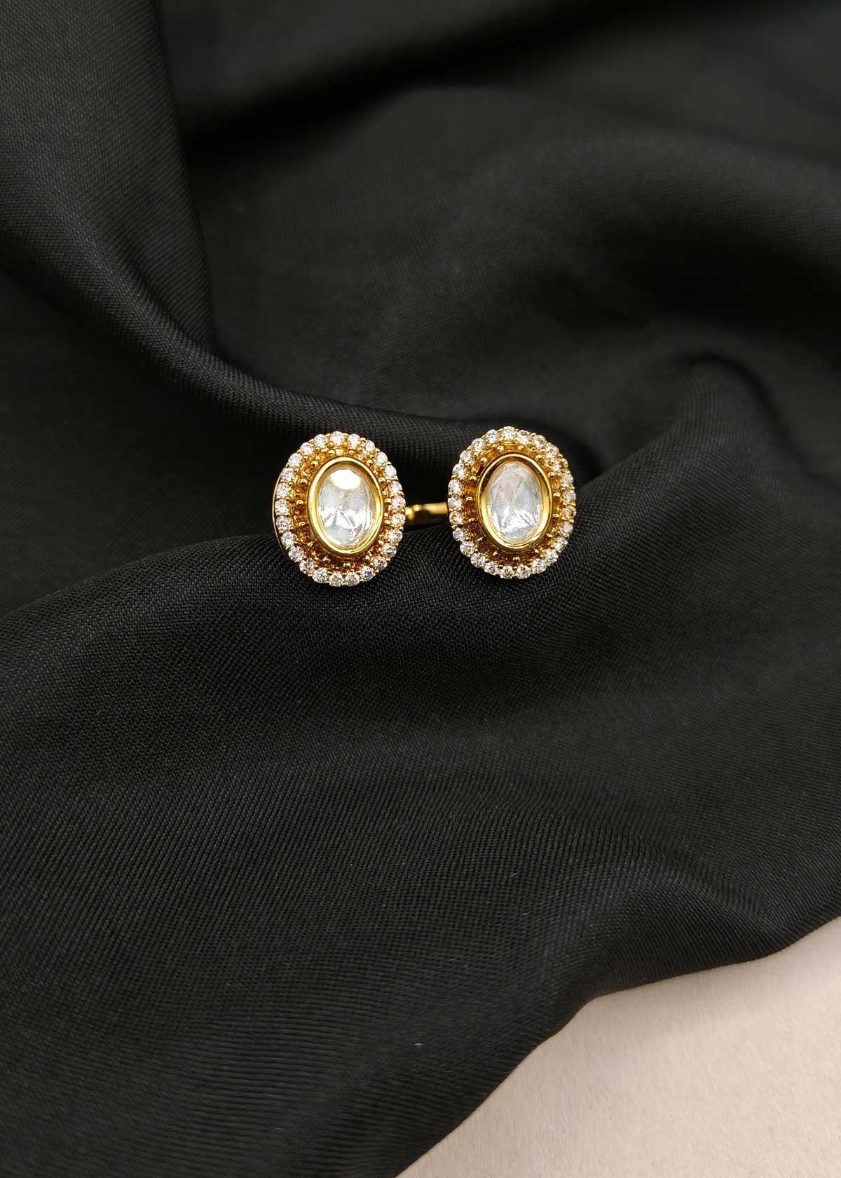 Heritage Dual-Stone Antique Gold Plated Cubic Zircon And Kundan Adjustable Ring