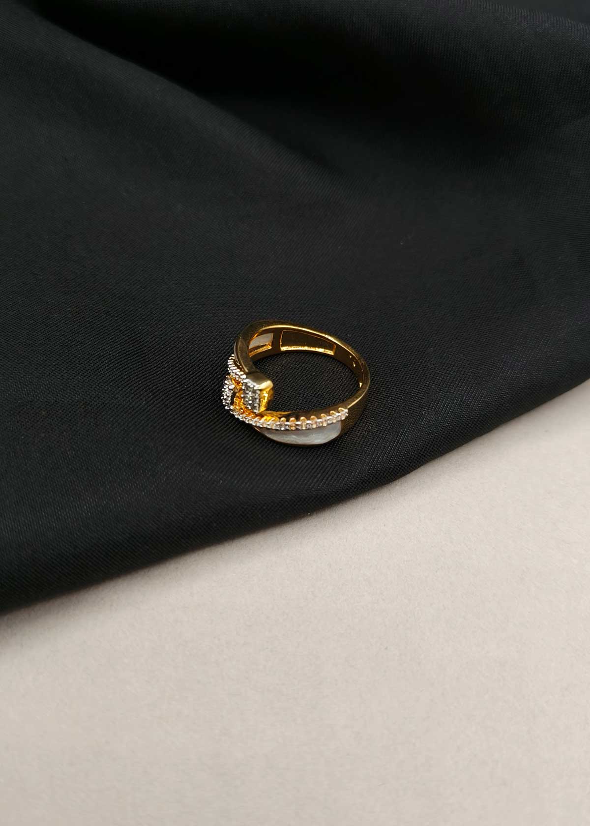 Elegant Gold & Silver Plated Cubic Zircon Meenakari Adjustable Finger Ring