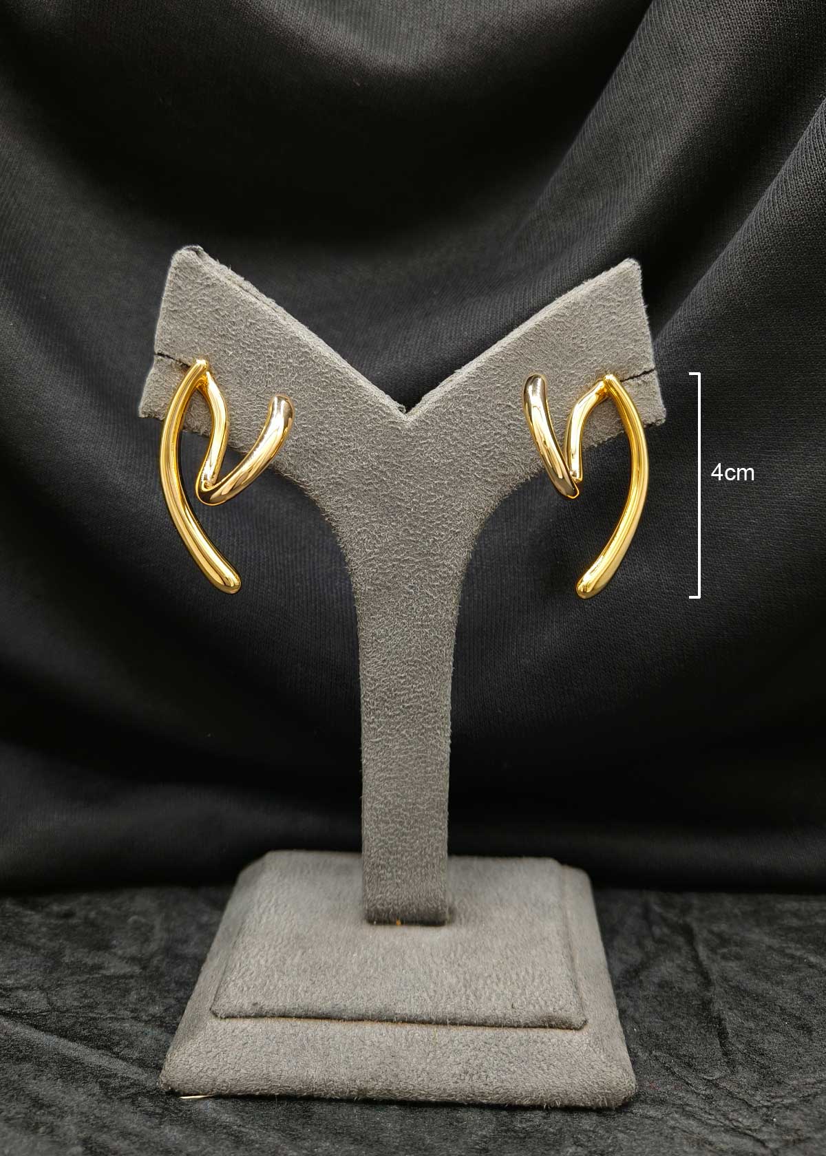 Modern Gold-Plated Abstract Sculptural Wave Earrings