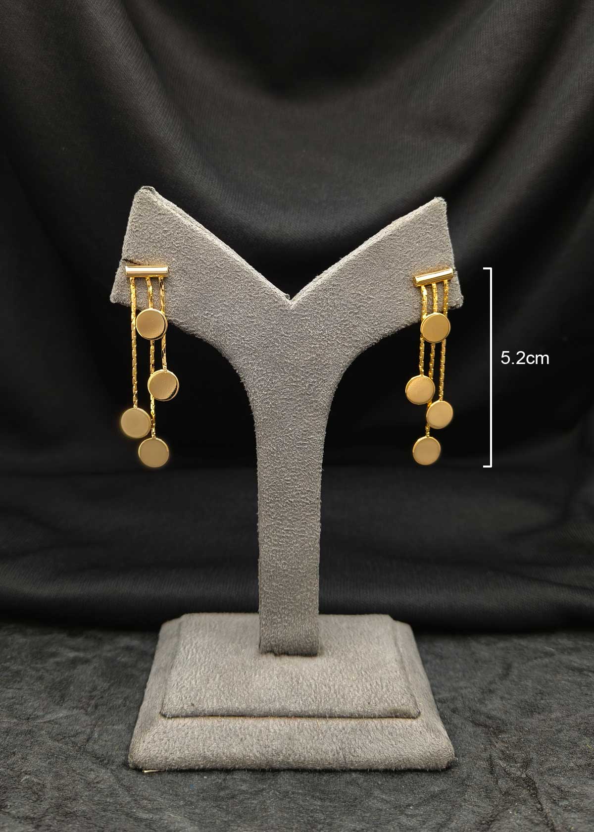 Contemporary Gold Plated Linear Bar And Tiered Circular Disc Earrings