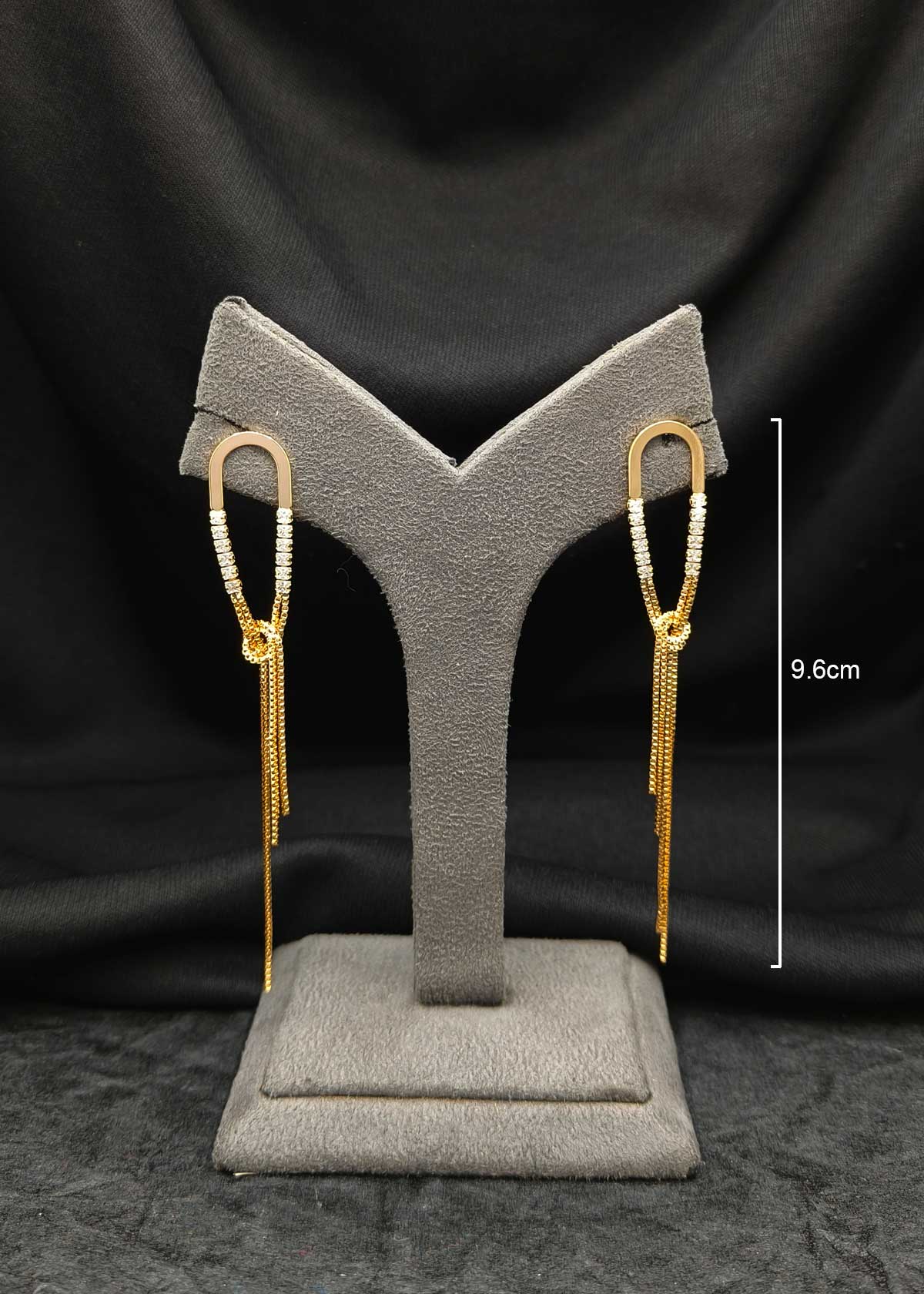 Gold Plated Geometric Loop Cubic Zircon Knotted Chain Earrings