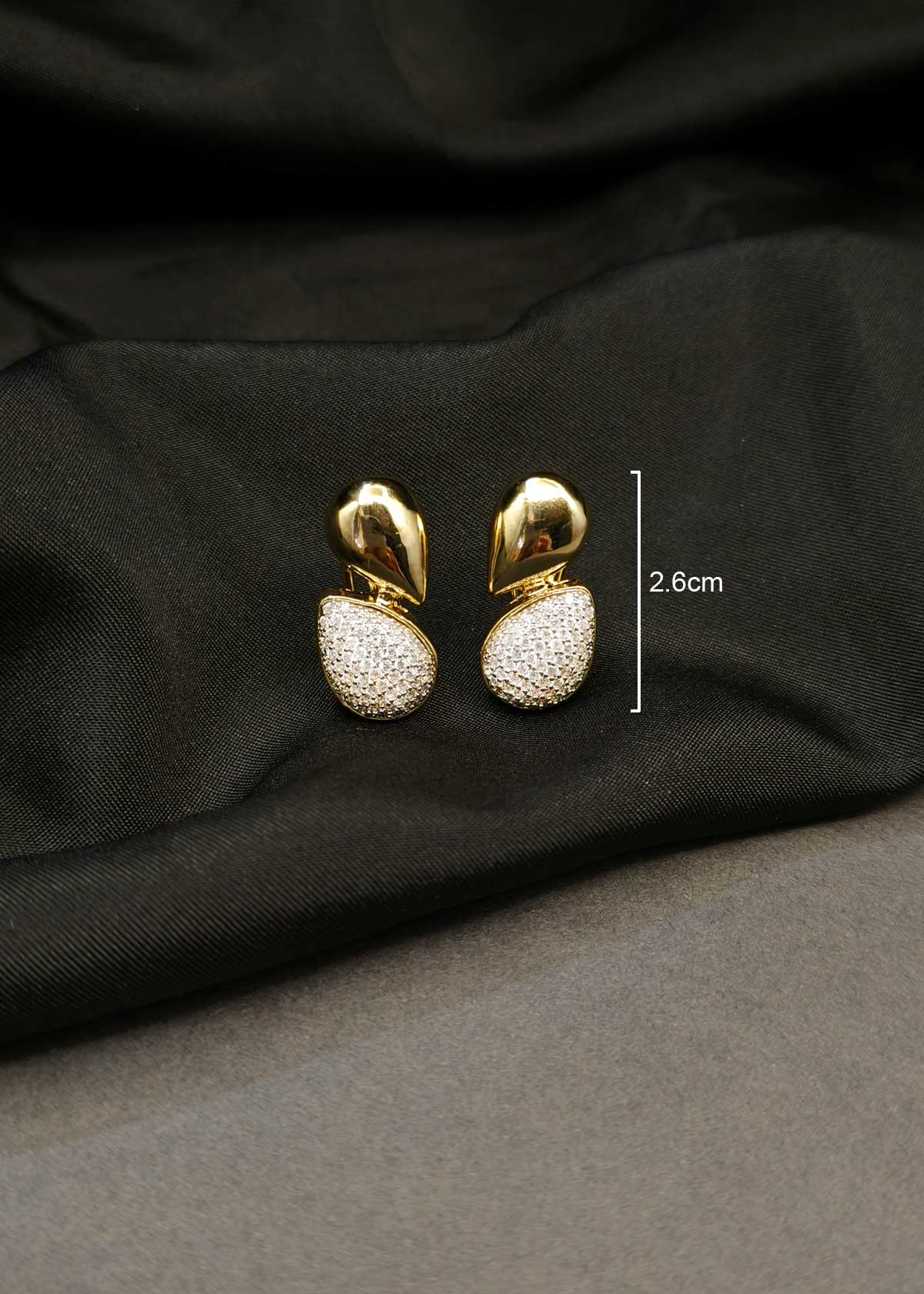 Stylish Gold And Silver Plated Cubic Zircon Pave Double Teardrop Stud Earrings