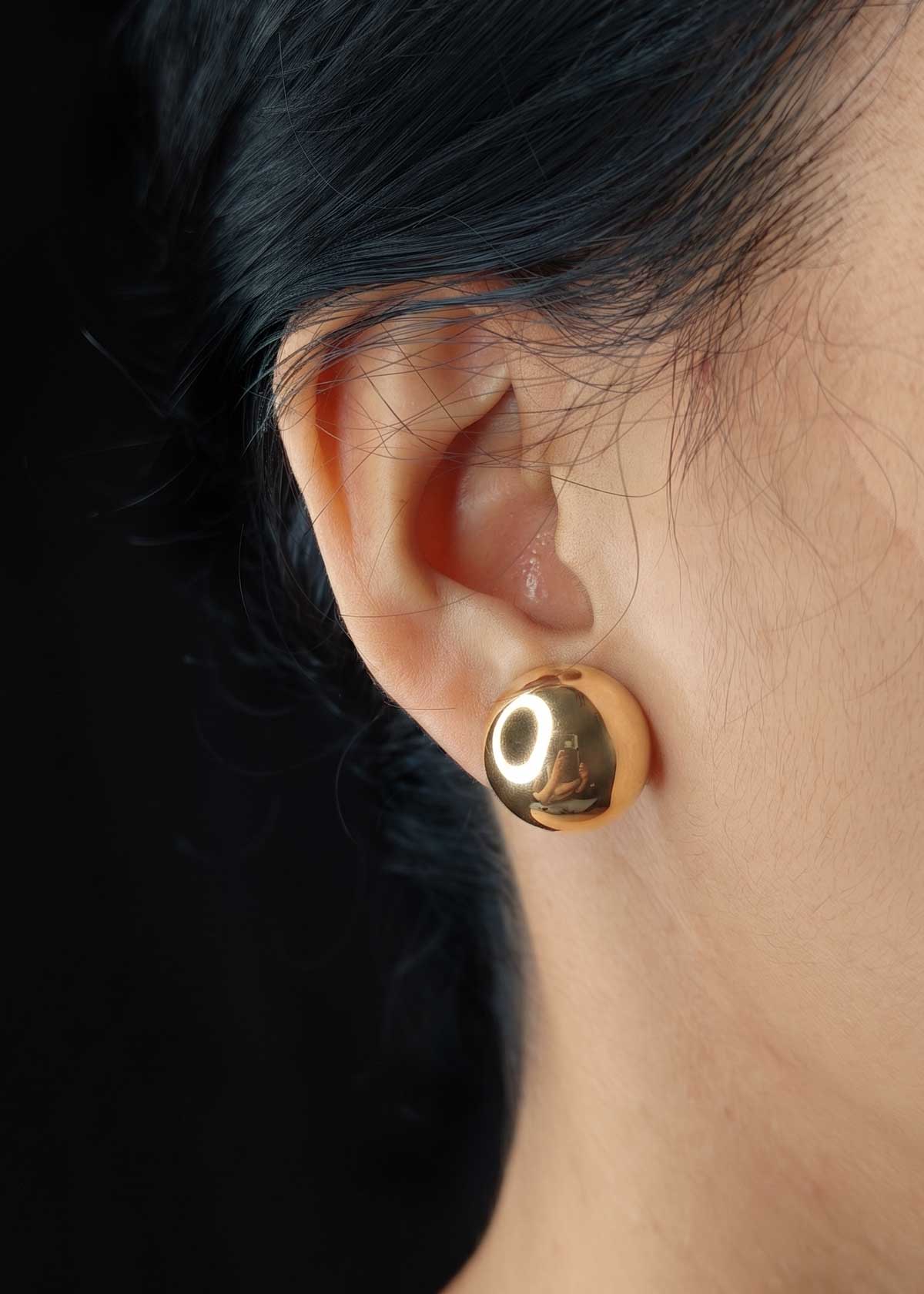 Stunning Gold Plated Double-Sided Pearl & Gold Ball Stud Earrings