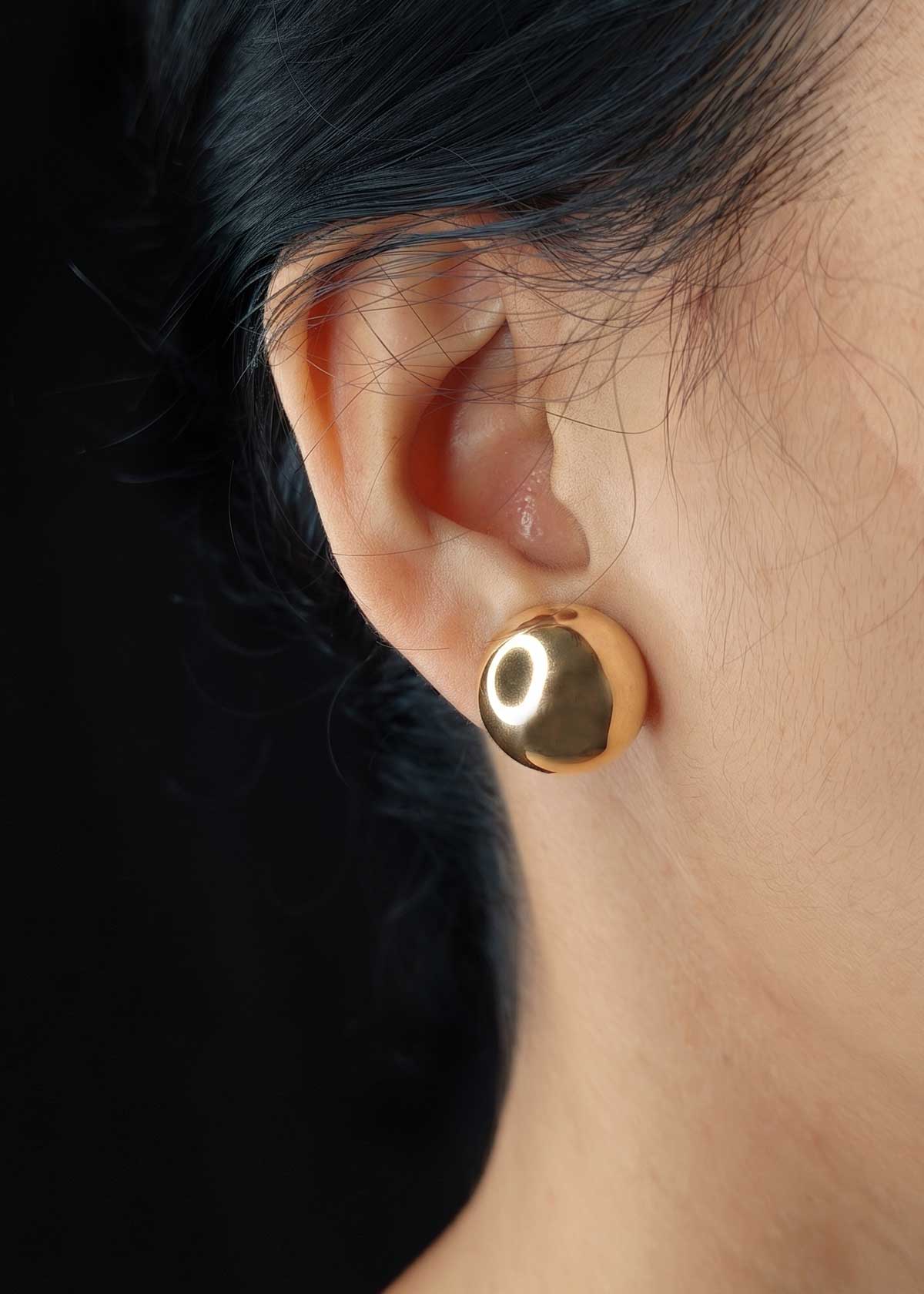 Stunning Gold Plated Double-Sided Pearl & Gold Ball Stud Earrings