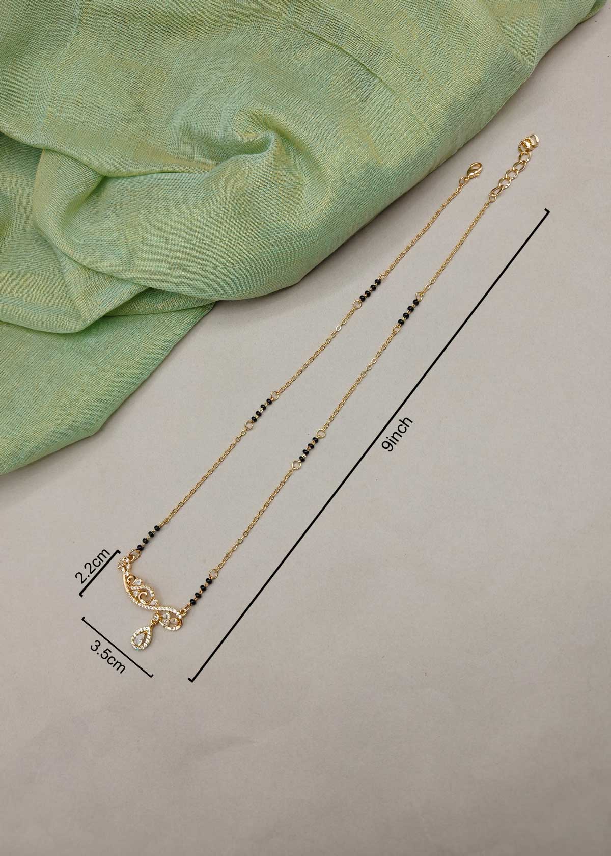 Modern Gold-Plated Adjustable Mangalsutra Necklace With Cubic Zircon
