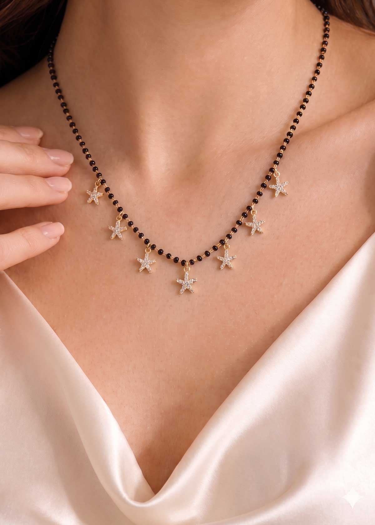 Modern Muse Star-Dangle Cubic Zircon Mangalsutra Necklace