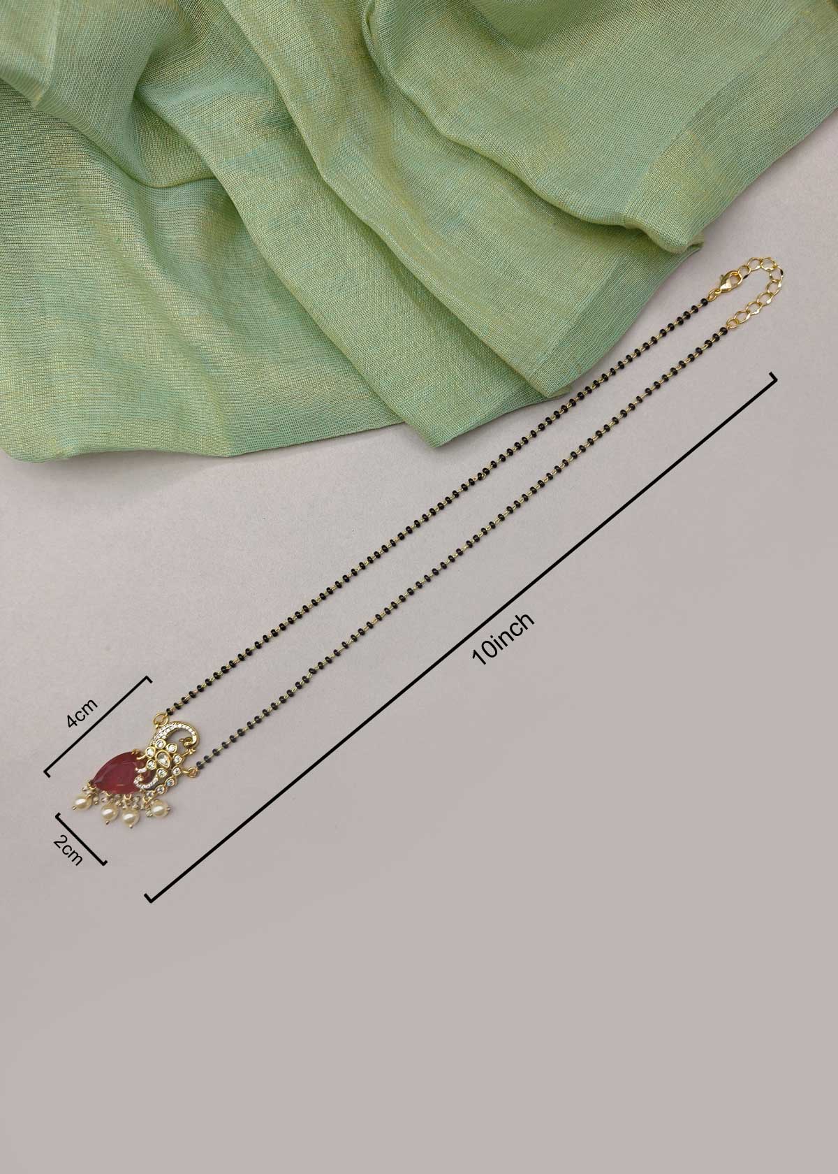 Royal Peacock Ruby Emerlad Pearl And Cubic Zircon  Mangalsutra Necklace
