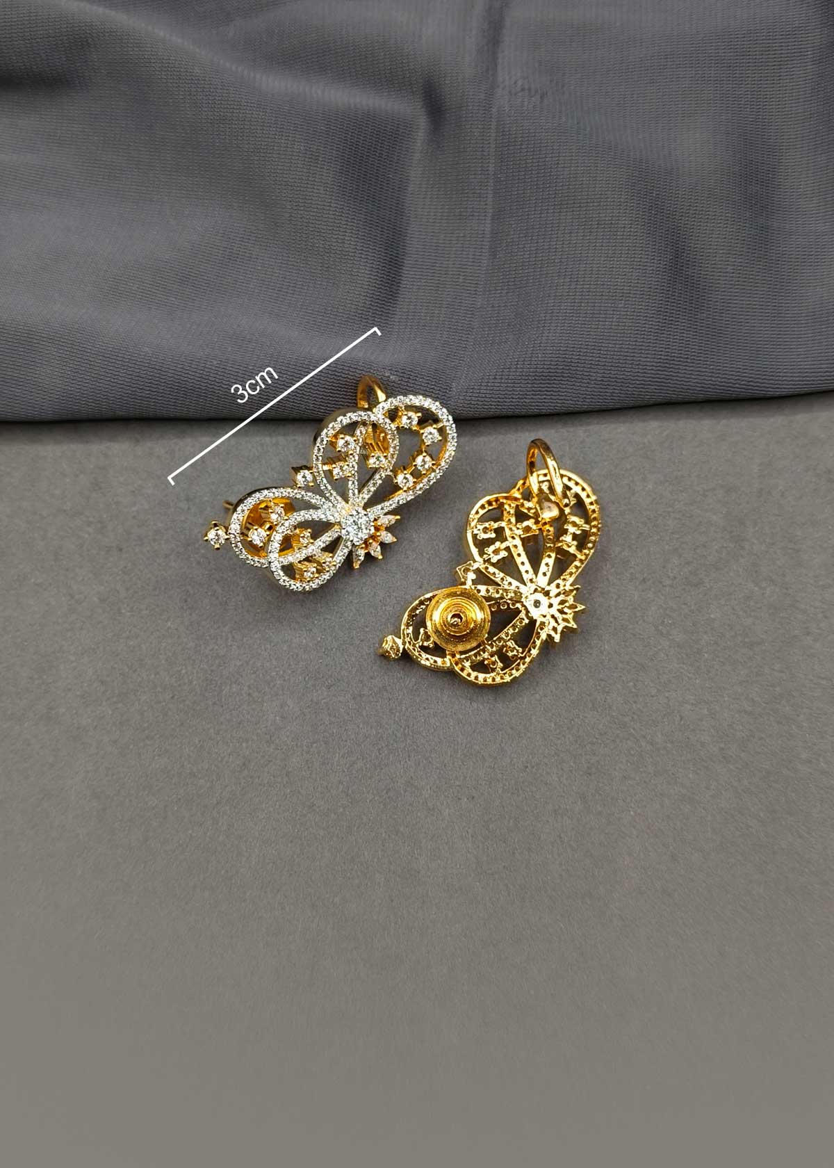 Ethereal Butterfly Cubic Zircon And Marquise Earring Cuff For Women