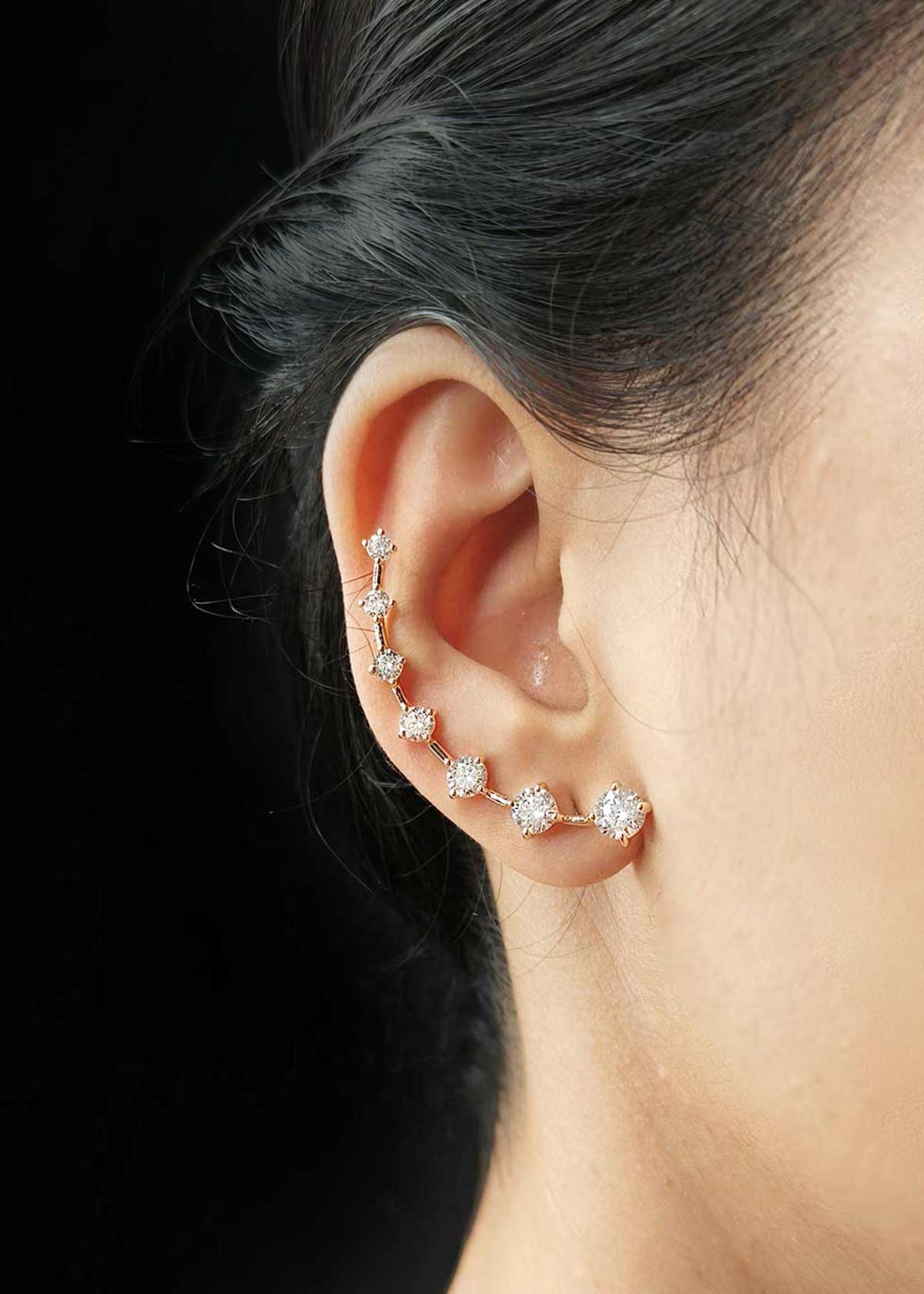Dazzling Gold Plated Cubic Zircon Ear Cuff For Women