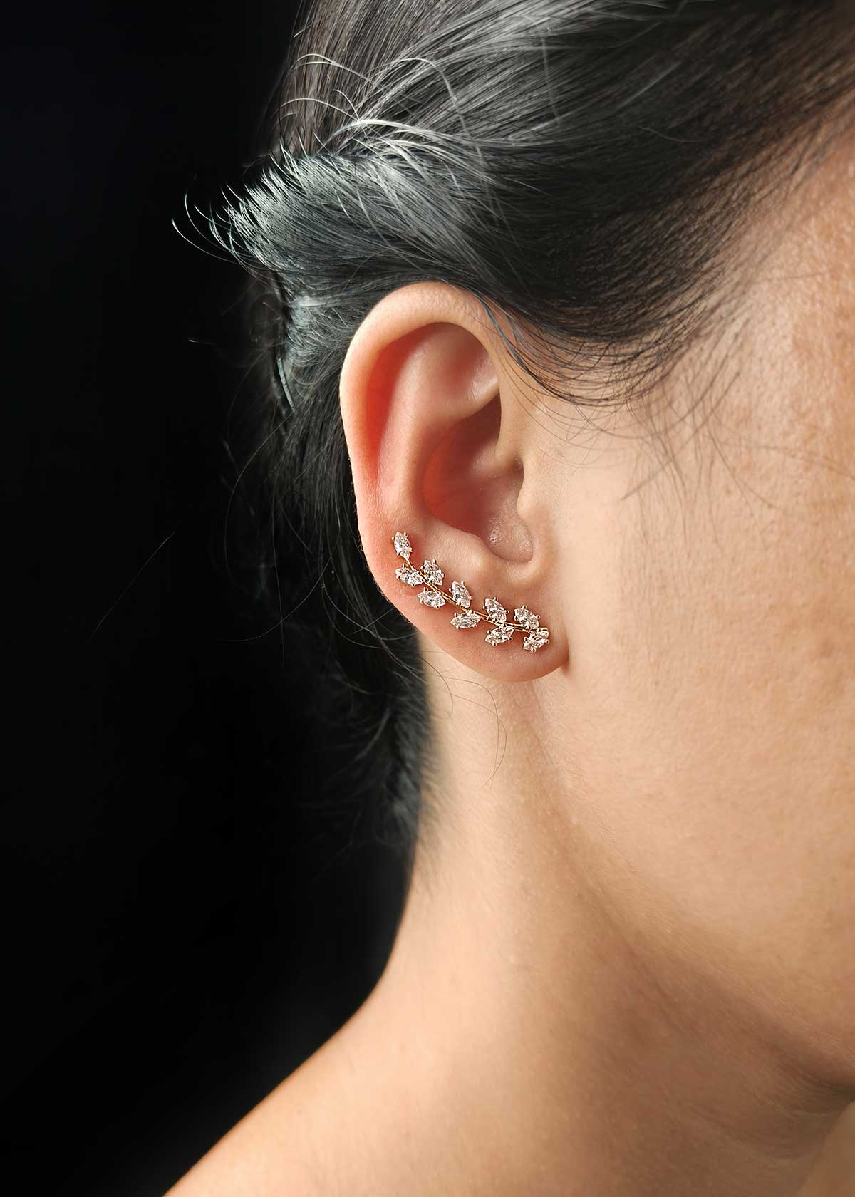 Sparkling Gold Plated Cubic Zircon Ear Cuff For Women