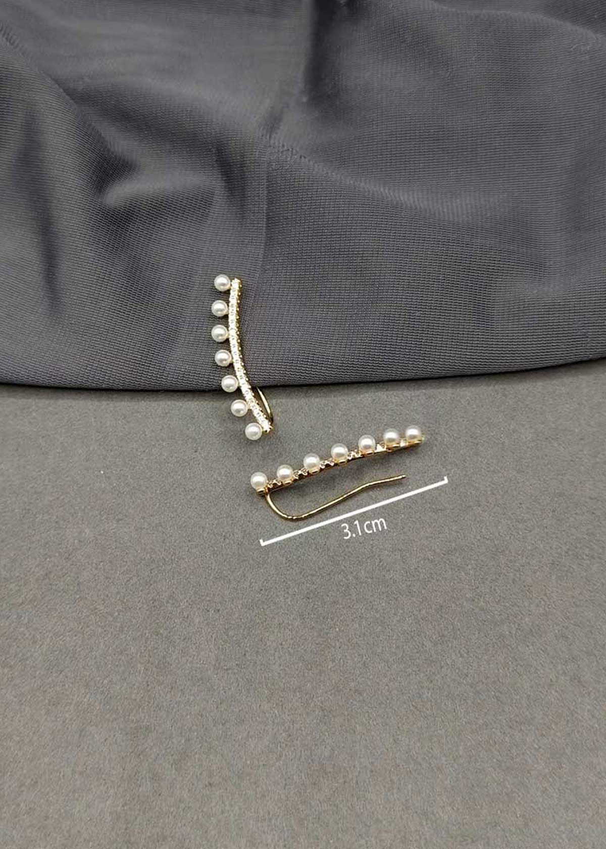 Luminous Pearl And Cubic Zircon Gold Plated Ear Cuff For Women