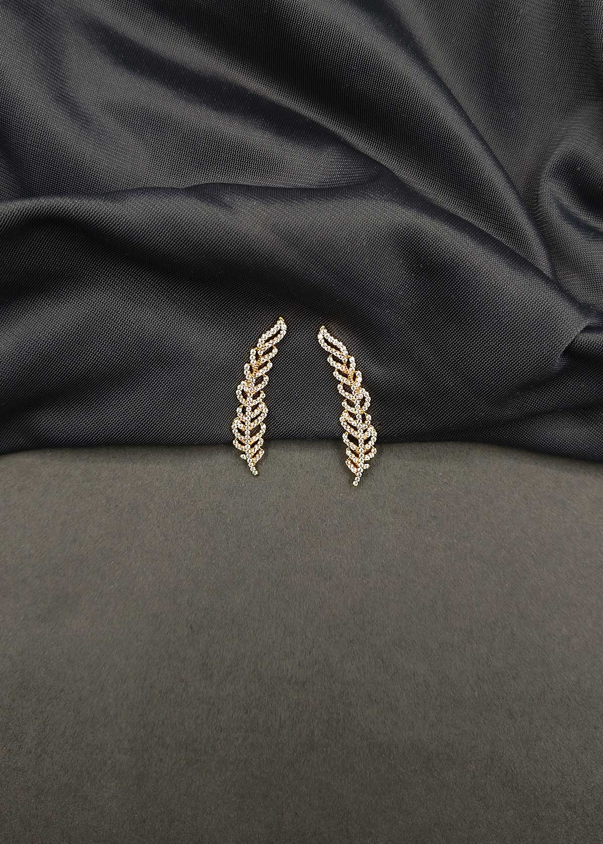 Shimmering Leaf Style Gold & Silver Plated Cubic Zircon Ear Cuff