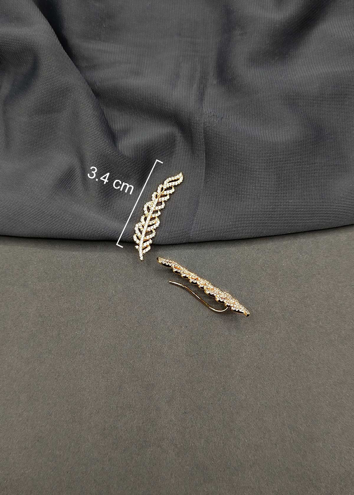 Shimmering Leaf Style Gold & Silver Plated Cubic Zircon Ear Cuff