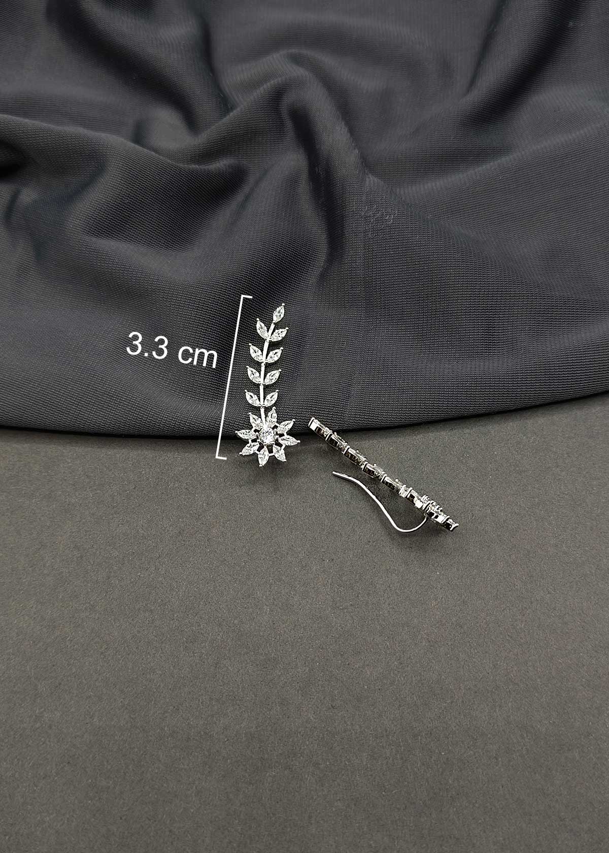 Sparkling Leaf-Vine Ear Cuff Gold And Silver Plated Cubic Zircon Ear Cuff For Women