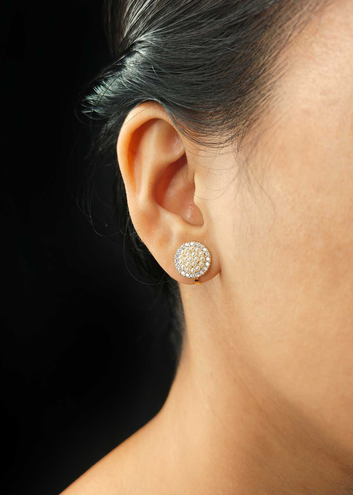 Classic Cubic Zircon Pearl Gold And Silver Plated Ear Cuff For Women