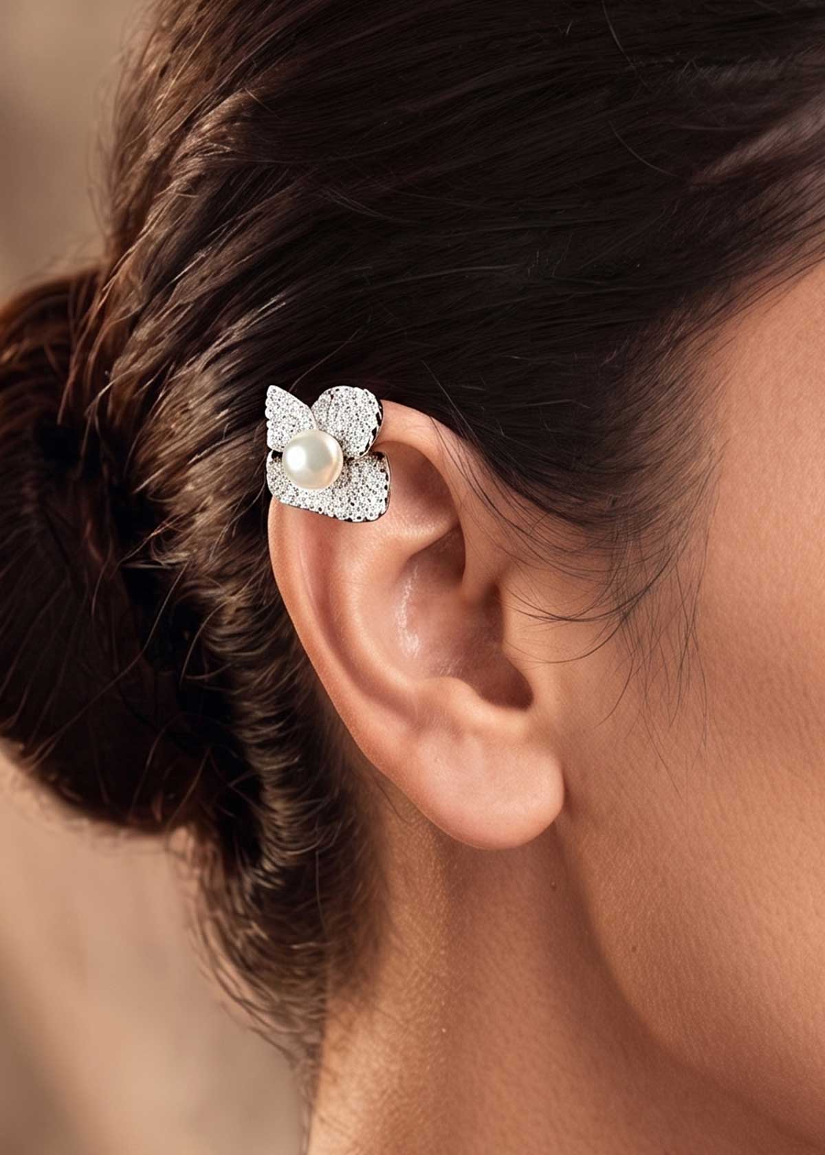 Timeless Cubic Zircon And Pearl Ear Cuff For Women