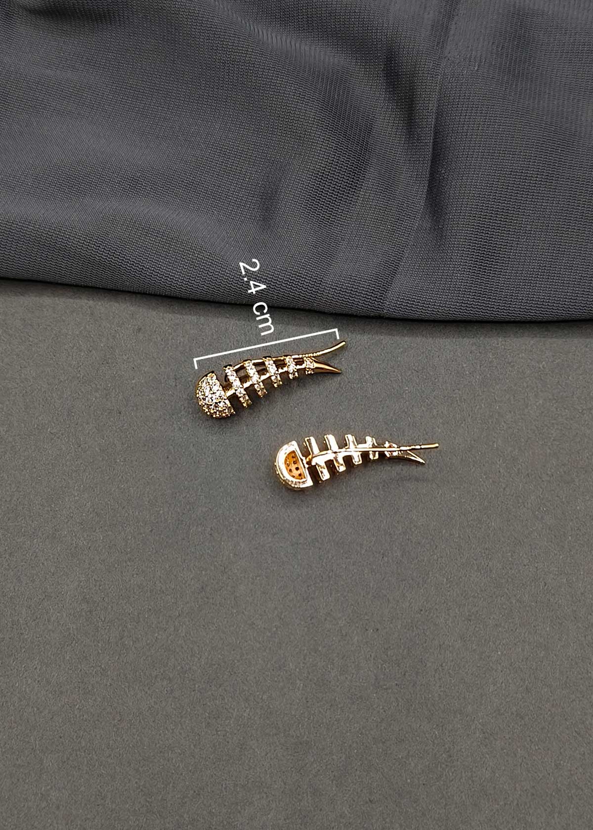 Artistic Curved-Bone Cubic Zircon Gold And Silver Plated Ear Cuff For Women