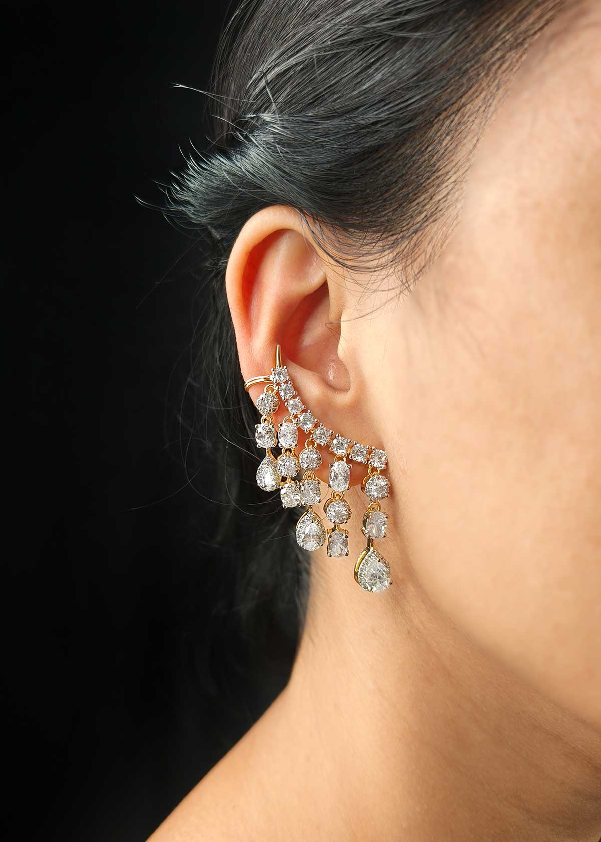 Dazzling Tassel-Style Cubic Zirconia Statement Ear Cuff For Women