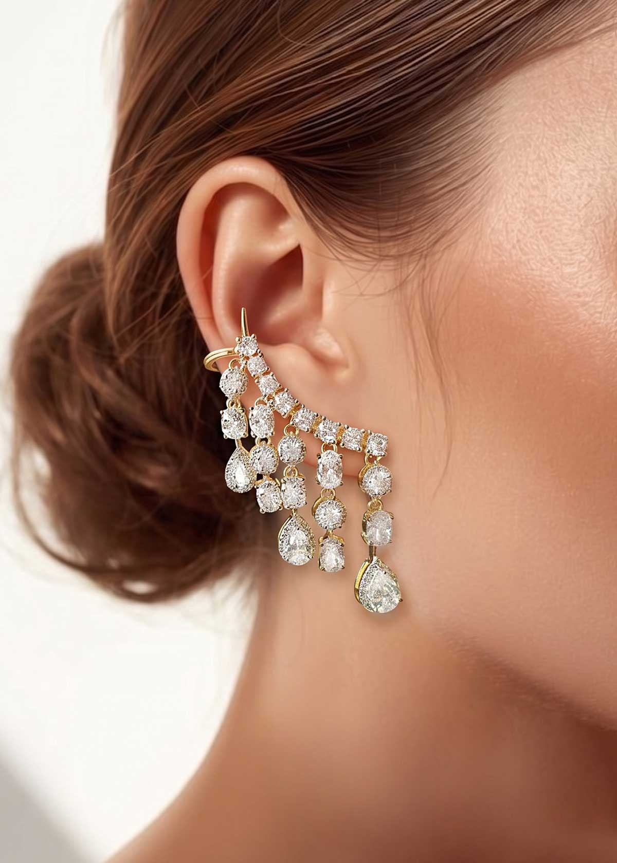 Dazzling Tassel-Style Cubic Zircon Statement Ear Cuff For Women