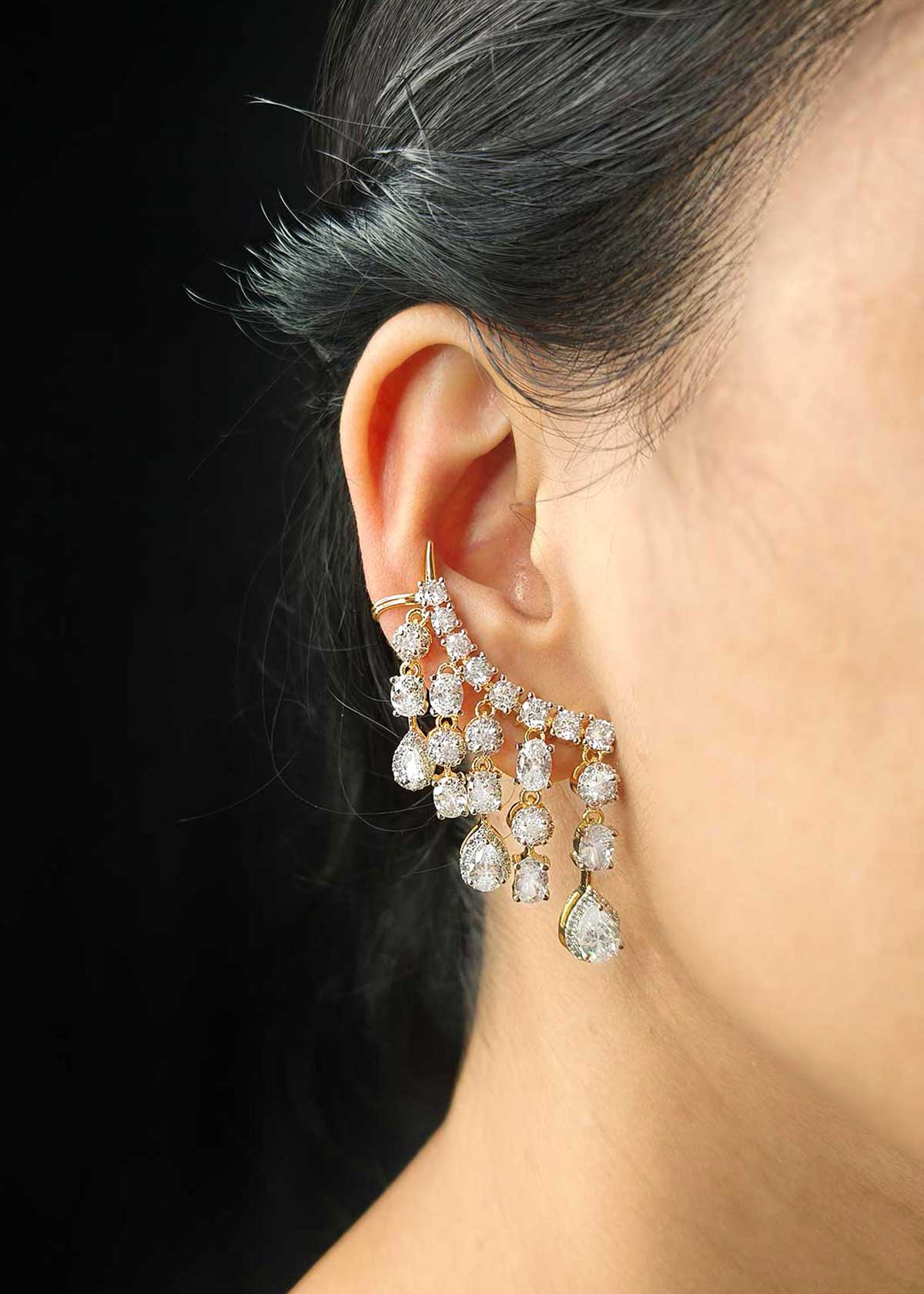Dazzling Tassel-Style Cubic Zirconia Statement Ear Cuff For Women