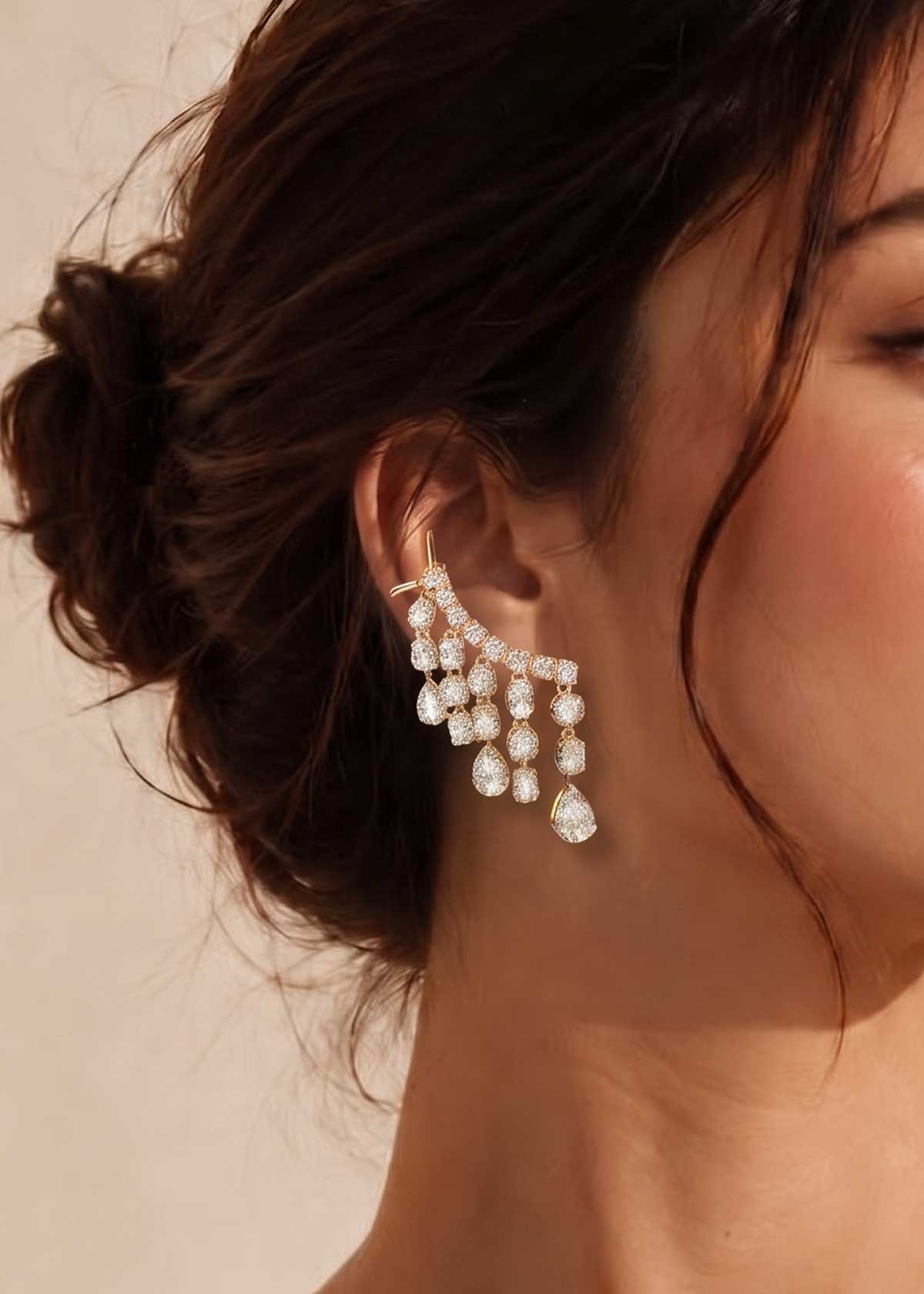 Dazzling Tassel-Style Cubic Zircon Statement Ear Cuff For Women