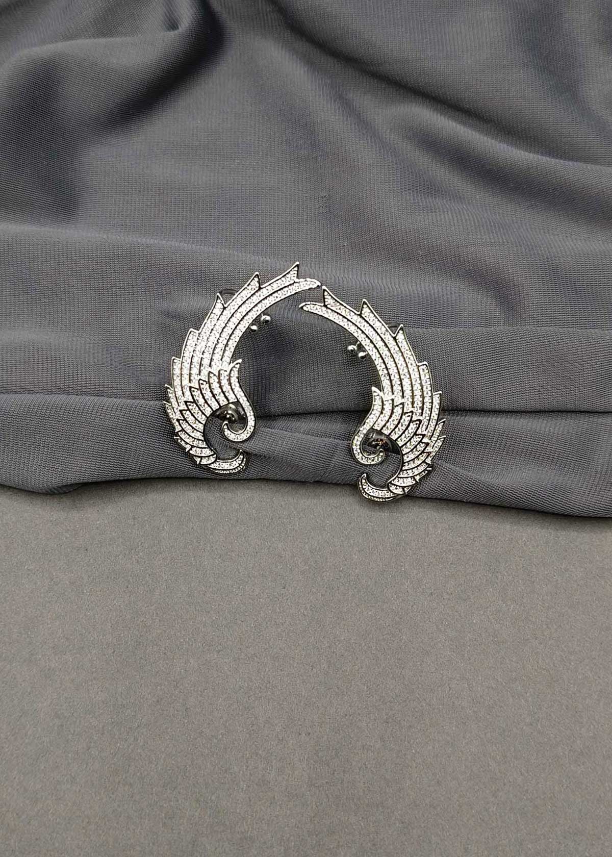 Radiant Winged Statement Cubic Zircon Ear Cuff For Women