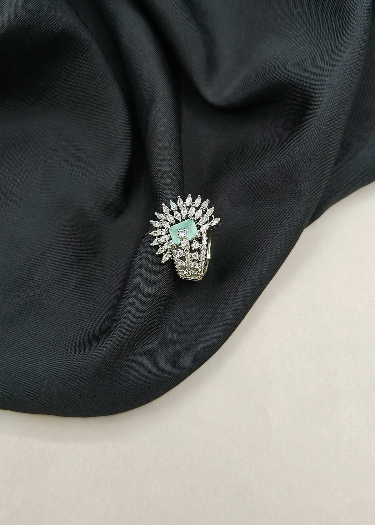 Sparkling Sunburst Marquise Cubic Zircon Colorful Adjustable Finger Ring