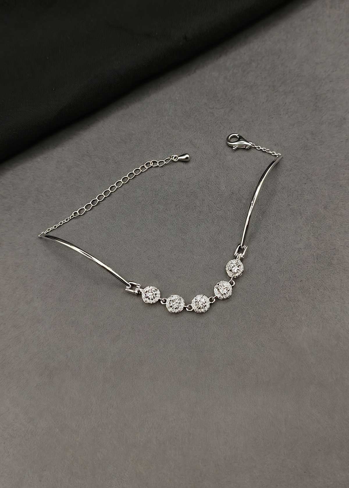 Dazzling Cubic Zircon Halo Adjustable Loose Bracelet For Women