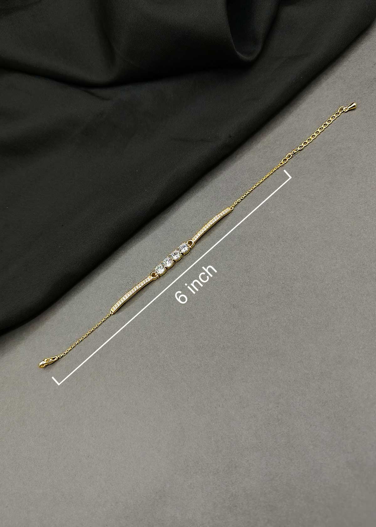 Sophisticated Gold And Silver-Plated Cubic Zircon Bar Adjustable Loose Bracelet