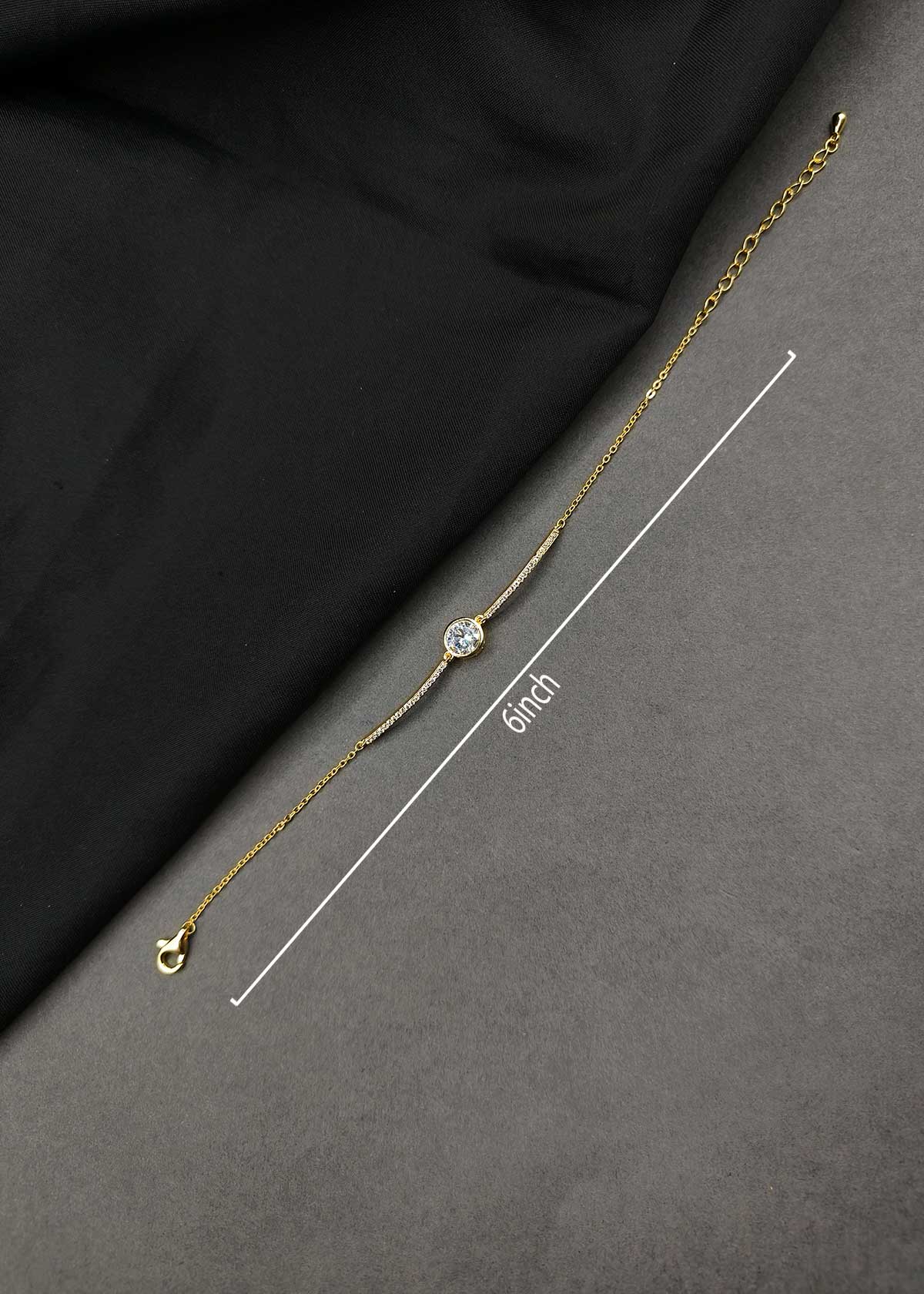 Elegant Gold And Silver-Plated Cubic Zircon Solitaire Adjustable Loose Bracelet