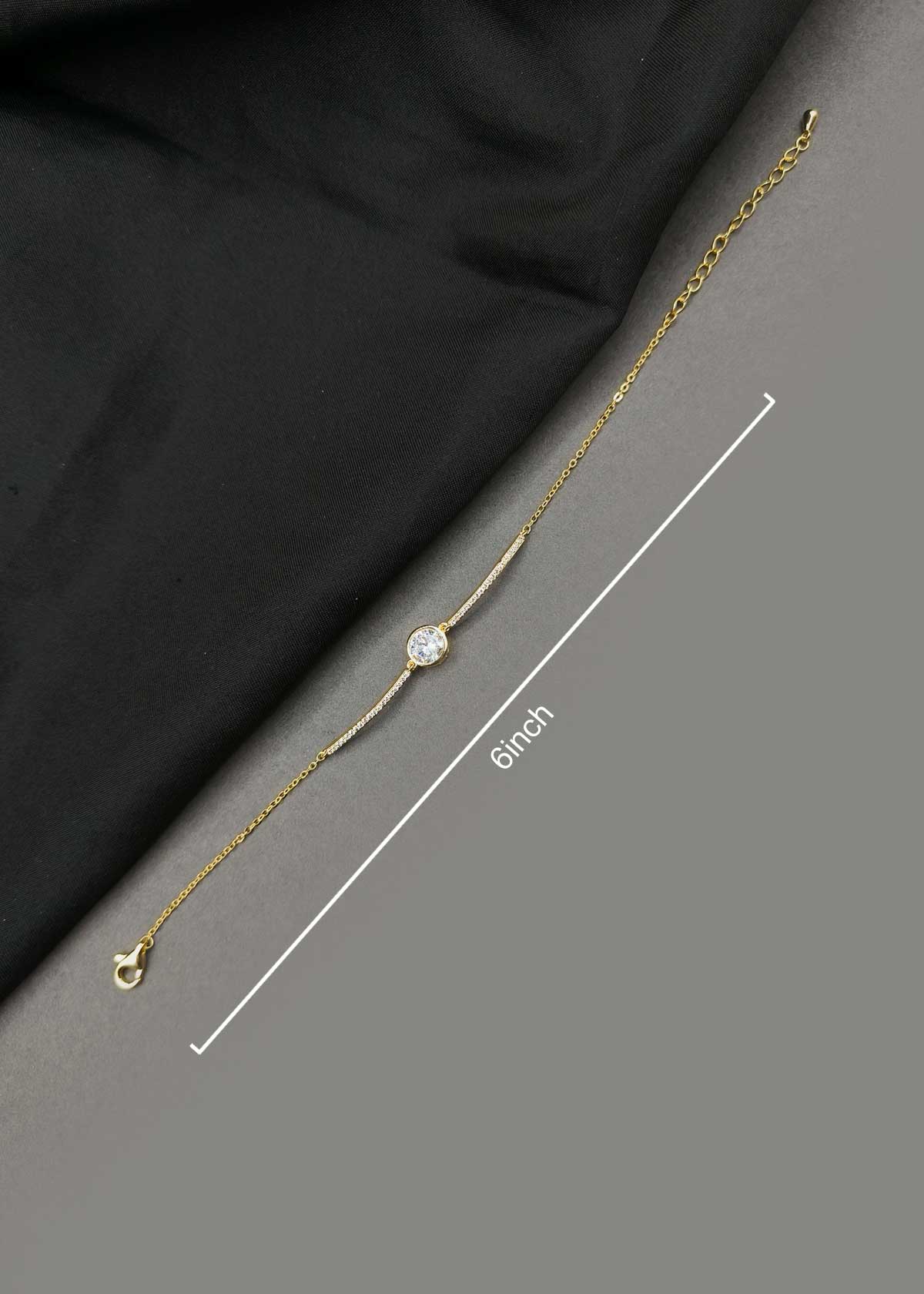 Elegant Gold And Silver-Plated Cubic Zircon Solitaire Adjustable Loose Bracelet