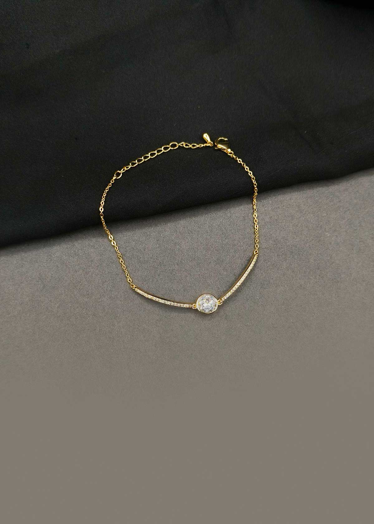 Elegant Gold And Silver-Plated Cubic Zircon Solitaire Adjustable Loose Bracelet