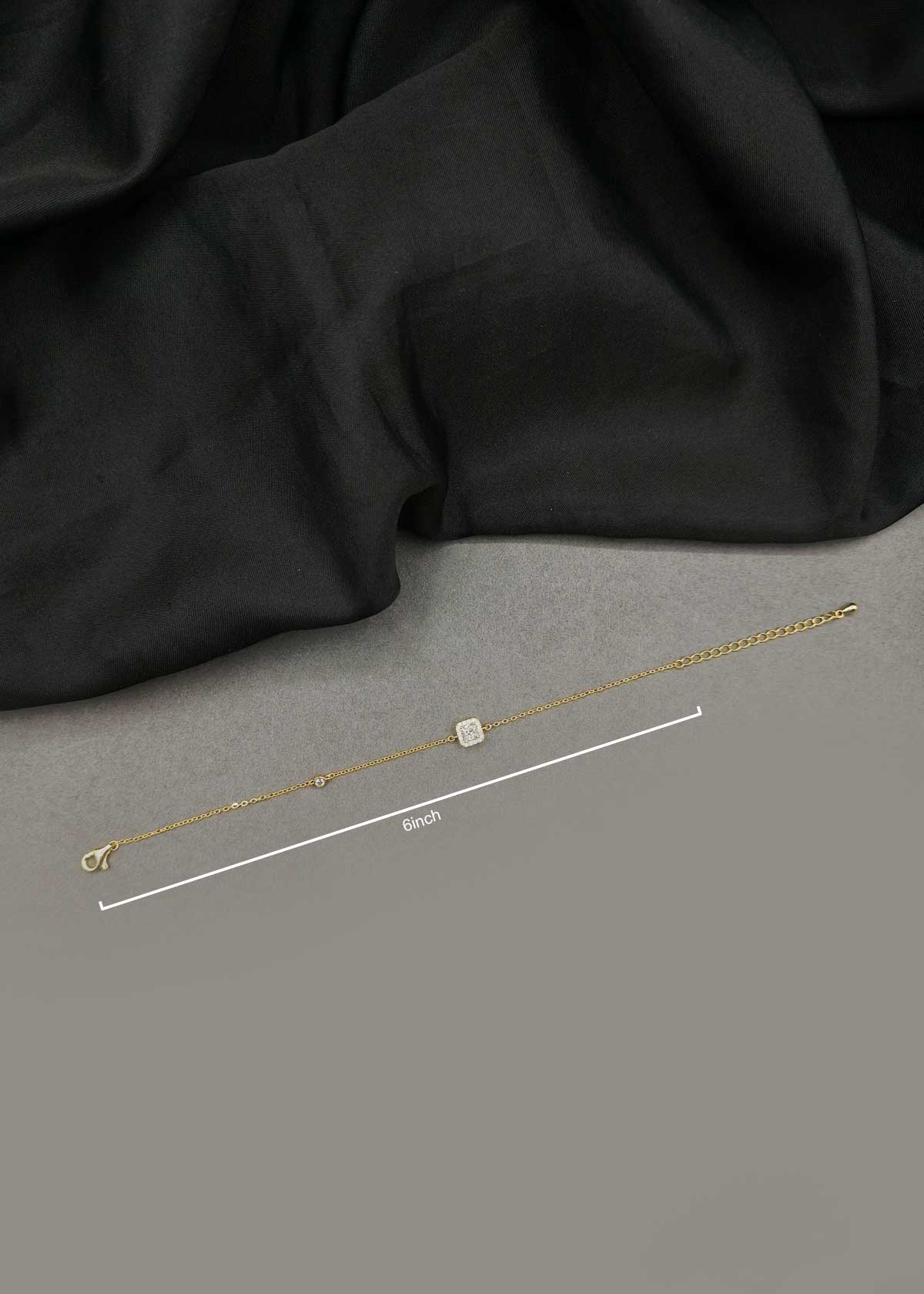 Delicate Gold And Silver-Plated Cubic Zircon Square Halo Adjustable Loose Bracelet