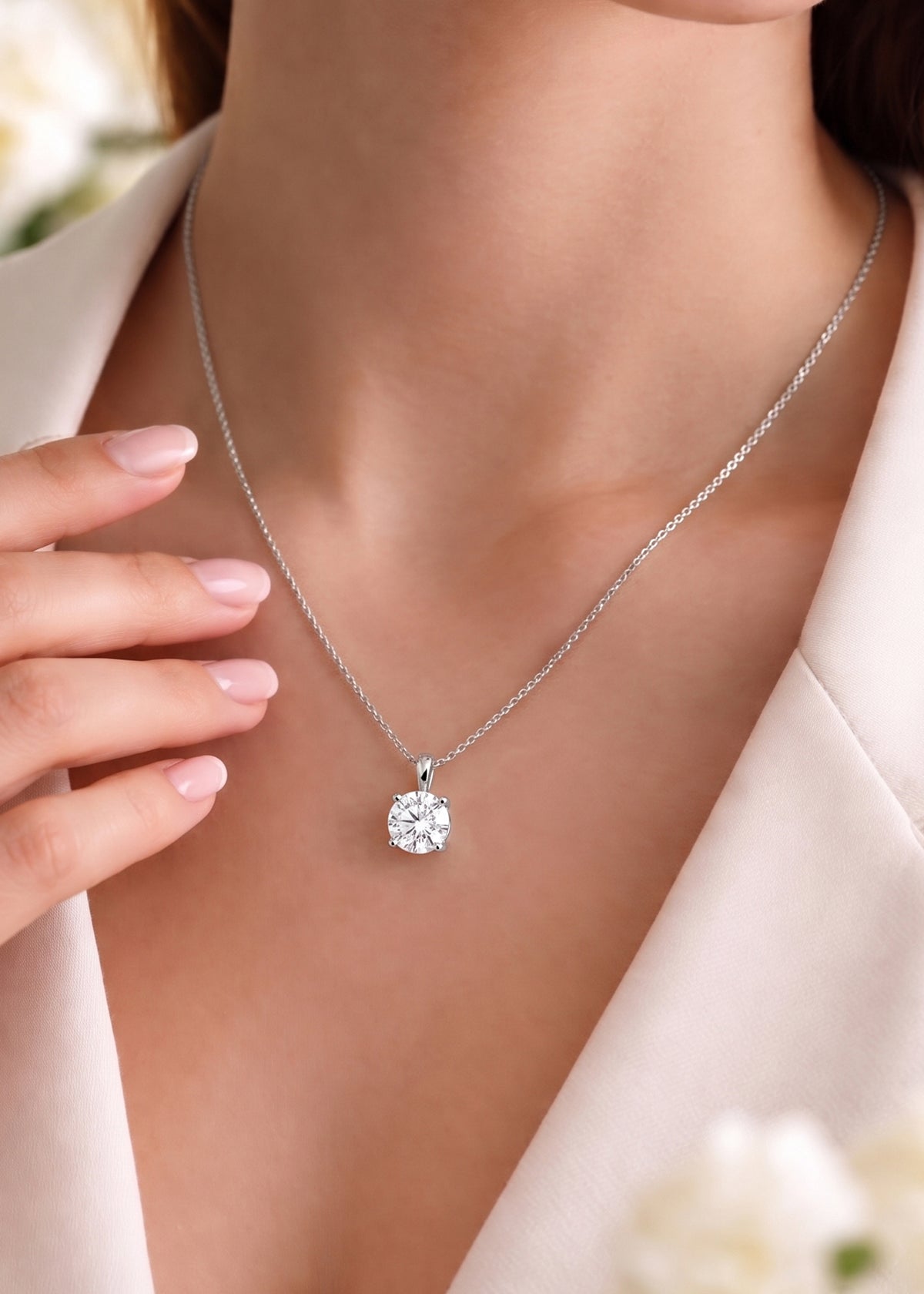 Minimalist Solitaire Diamond Adjustable Pendant With Chain For Women
