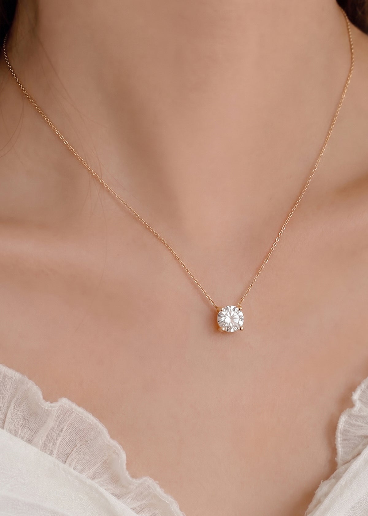 Elegant Solitaire Style Cubic Zircon Adjustable Pendant With Chain For Women