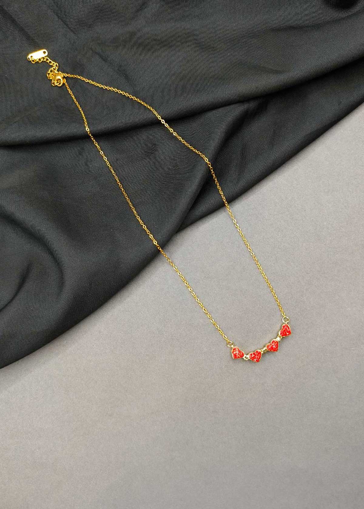 Two In One Reversible Heart Design Gold Plated Pendant With Adjustable Chain
