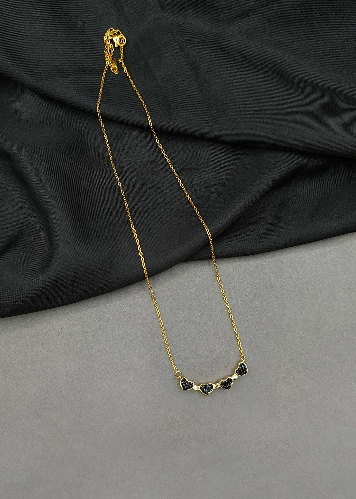Two In One Reversible Heart Design Gold Plated Pendant With Adjustable Chain