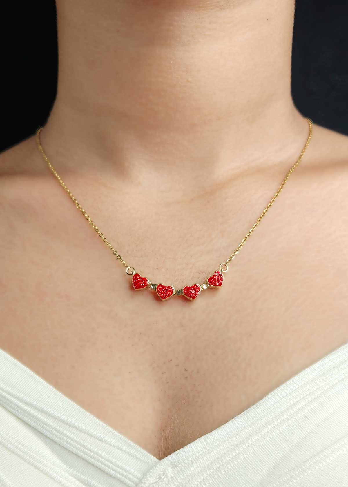 Two In One Reversible Heart Design Gold Plated Pendant With Adjustable Chain