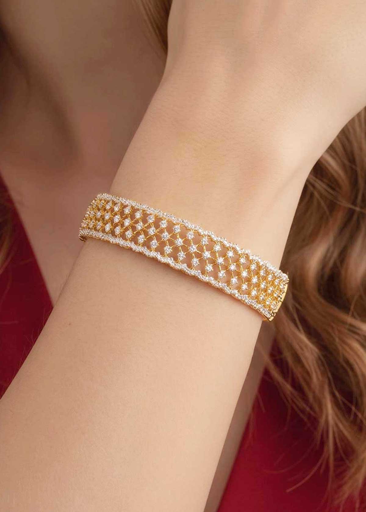 Premium Cubic Zircon Openable Kada Bracelet For Women