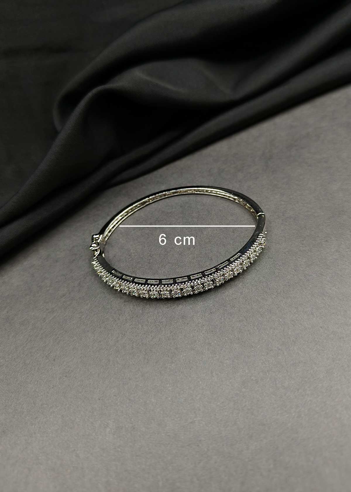 Elegant Double Row Cubic Zircon Gold And Silver Plated Openable Kada Bracelet