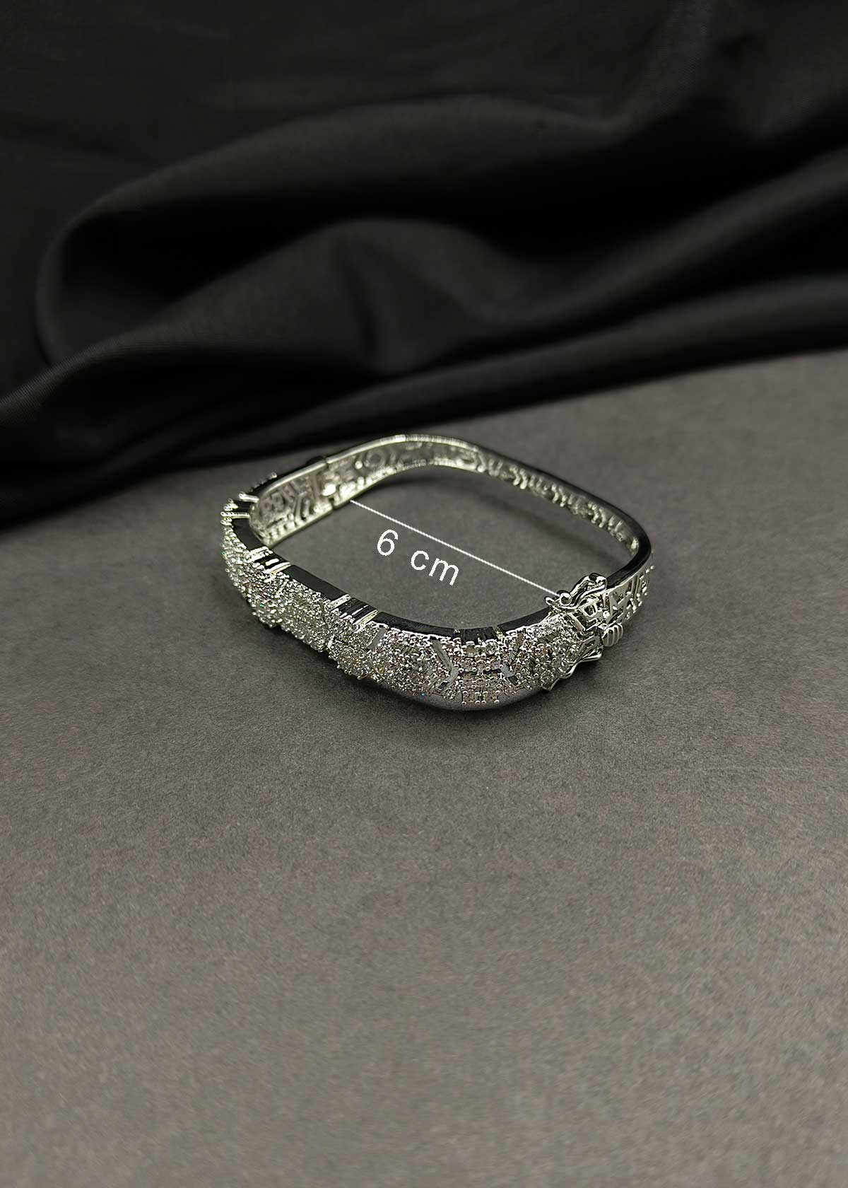 Statement Geometric Cubic Zircon Gold And Silver Plated Openable Kada Bracelet
