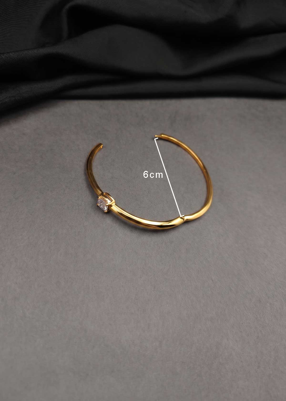 Minimalist Solitaire Cubic Zircon Three Tone Openable Kada Bracelet